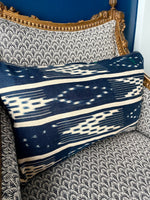 Load image into Gallery viewer, Ikat stripe rectangular antique African cotton cushion
