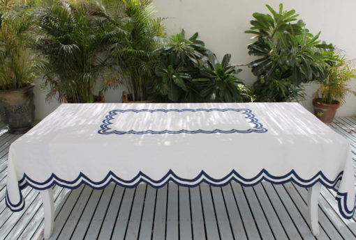 Scallop Tablecloth – Indigo