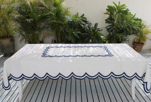 Scallop Tablecloth – Indigo