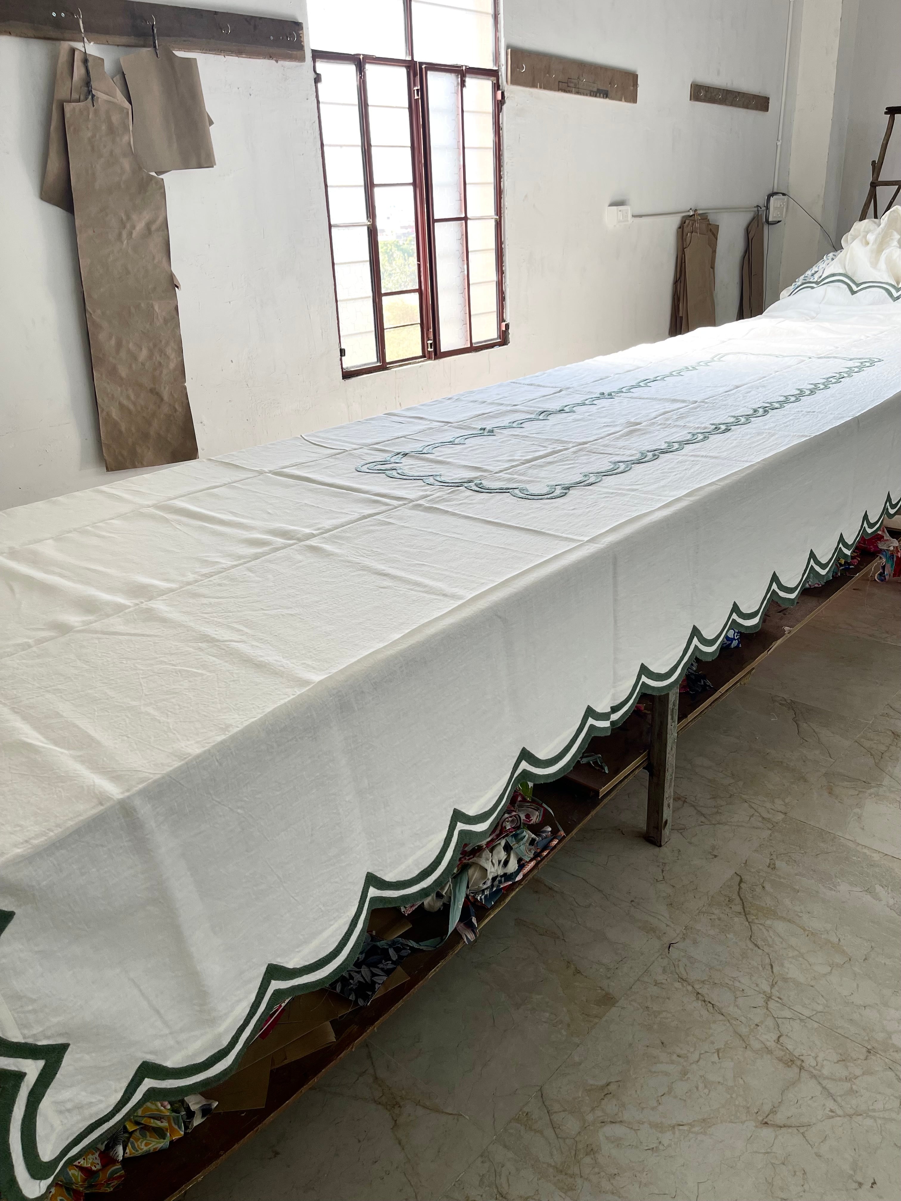 5m Scallop Tablecloth - Olive